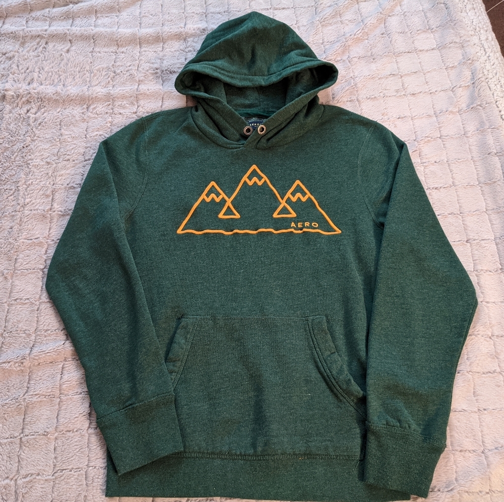 Aeropostale Mountains Green/Yellow Outdoors Stoner Hoodie